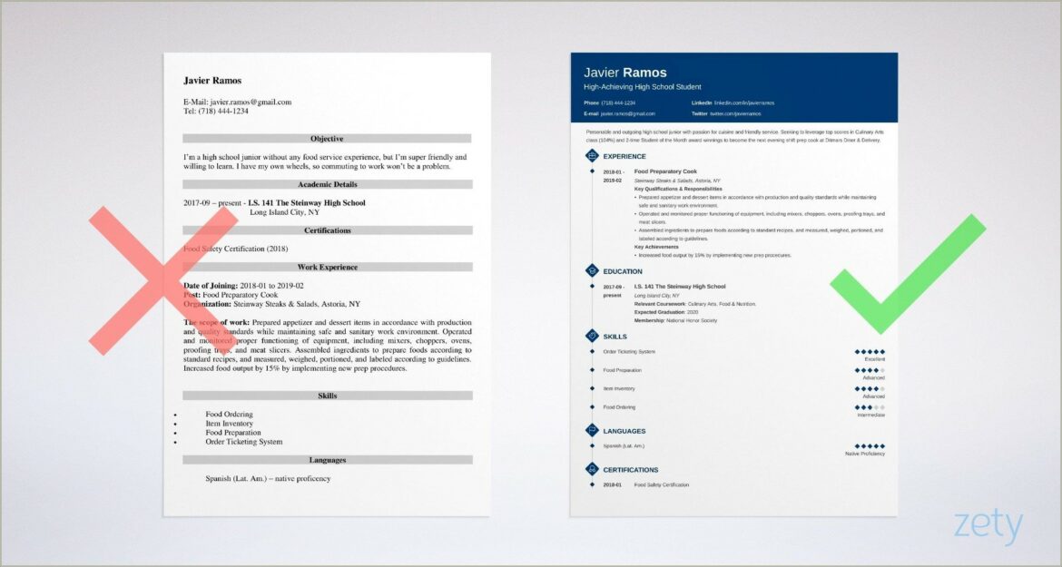 Resume Template High School Student First Job Doc