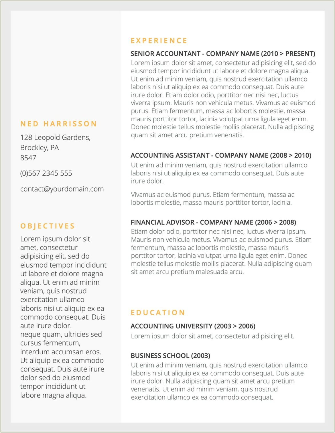 Resume Template Microsoft Office Word 2003