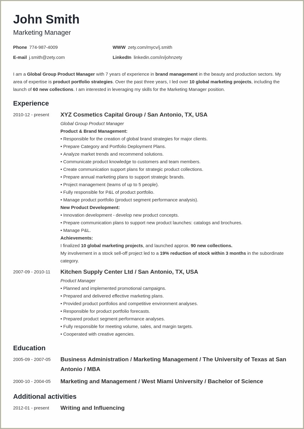 Resume Template Skills History And Education Sections