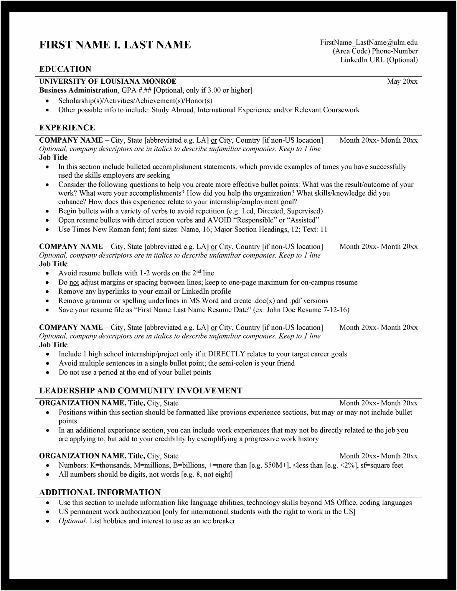 Resume Template With Same Month Dates
