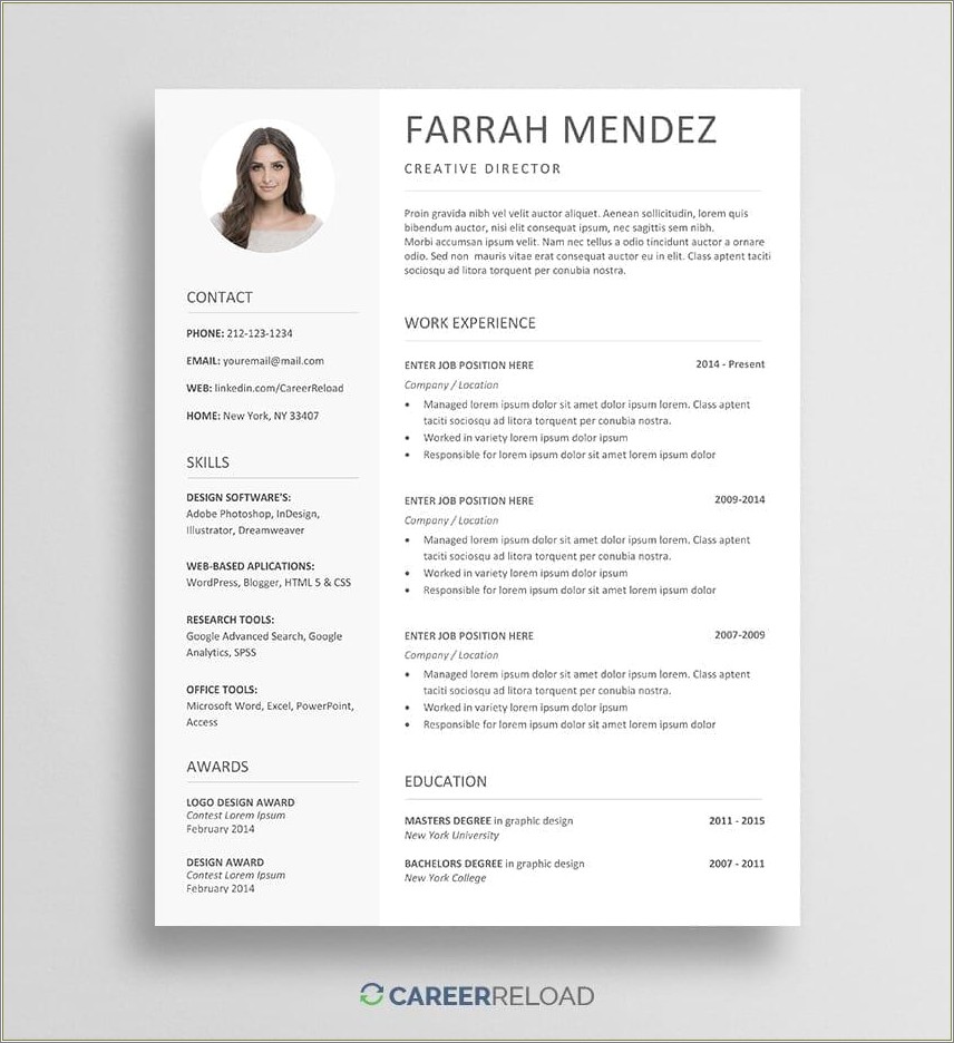 Resume Template Word Format Free Download