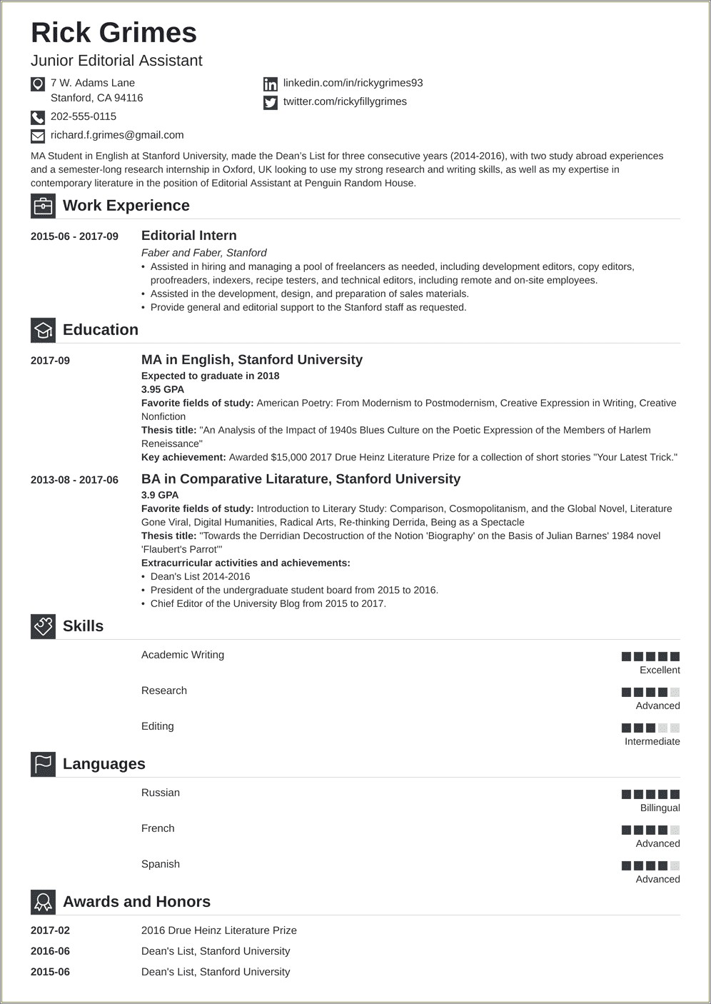 Resume Templates For College Freshman Entry Level Jobs