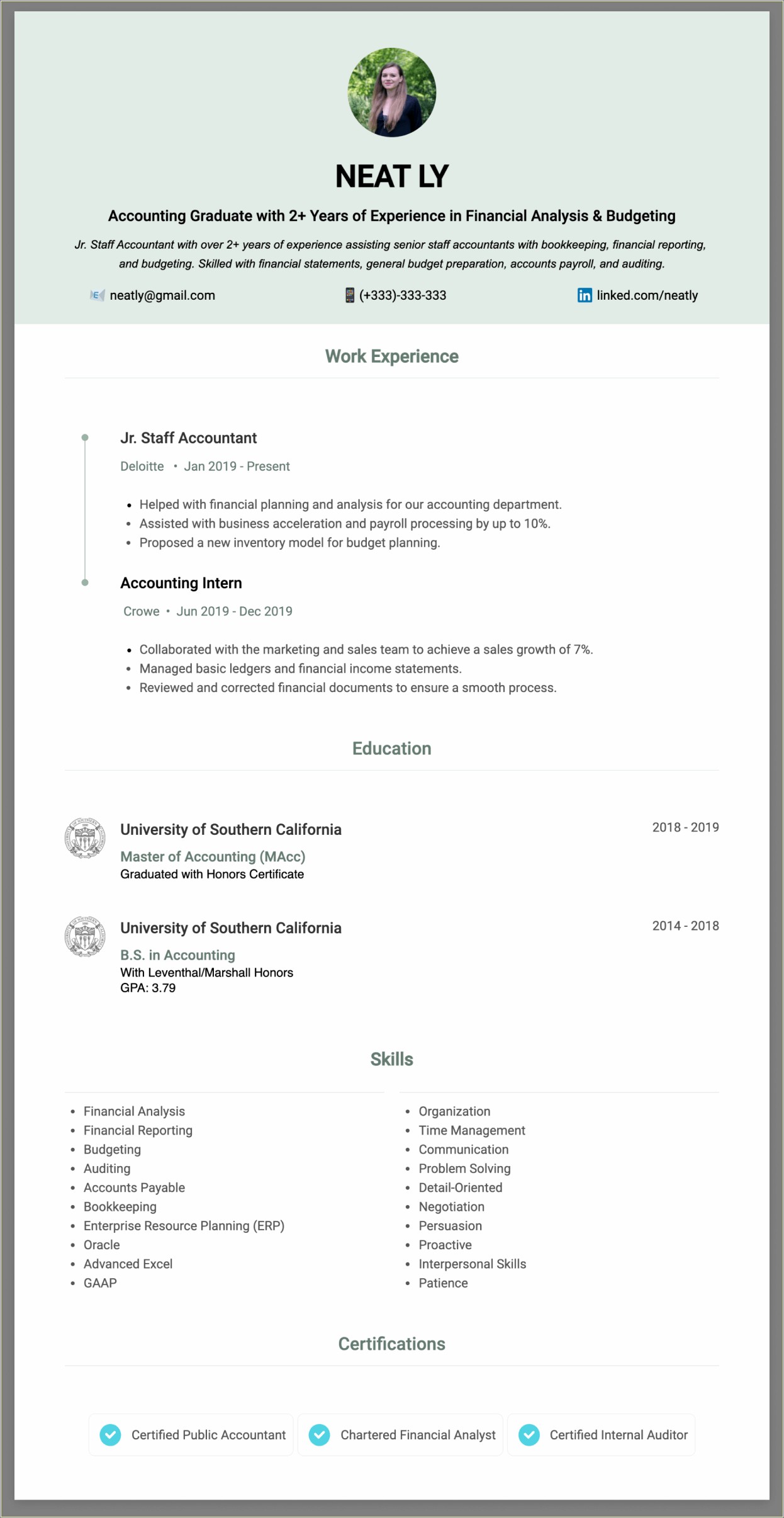 Resume Templates For Hotel Interal Auditor