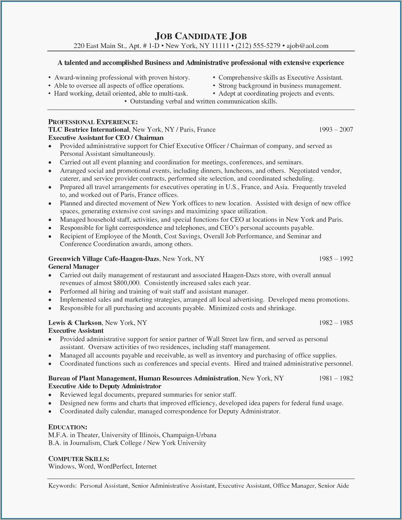 Resume Templates For Jack Of All Trades