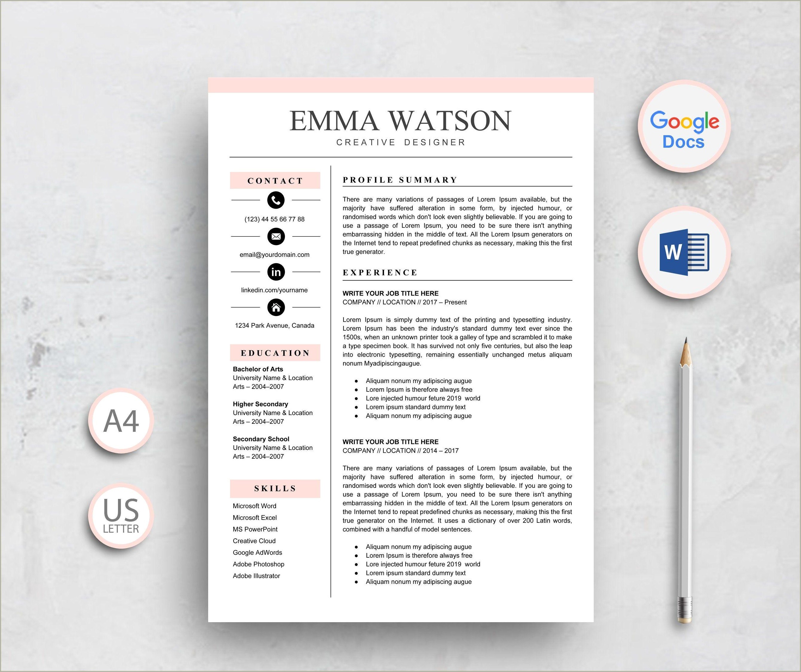 Resume Templates Free For Google Docs