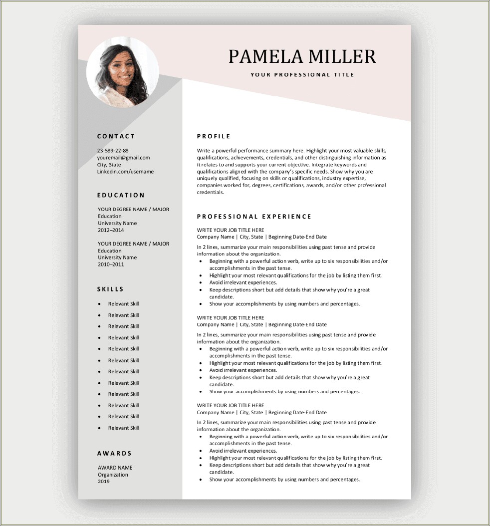 Resume Templates Free Word Doc 2019