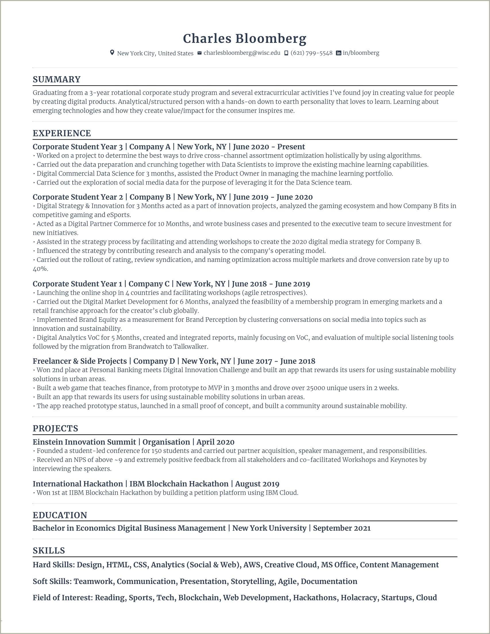 Resume Templates With Education Listed First