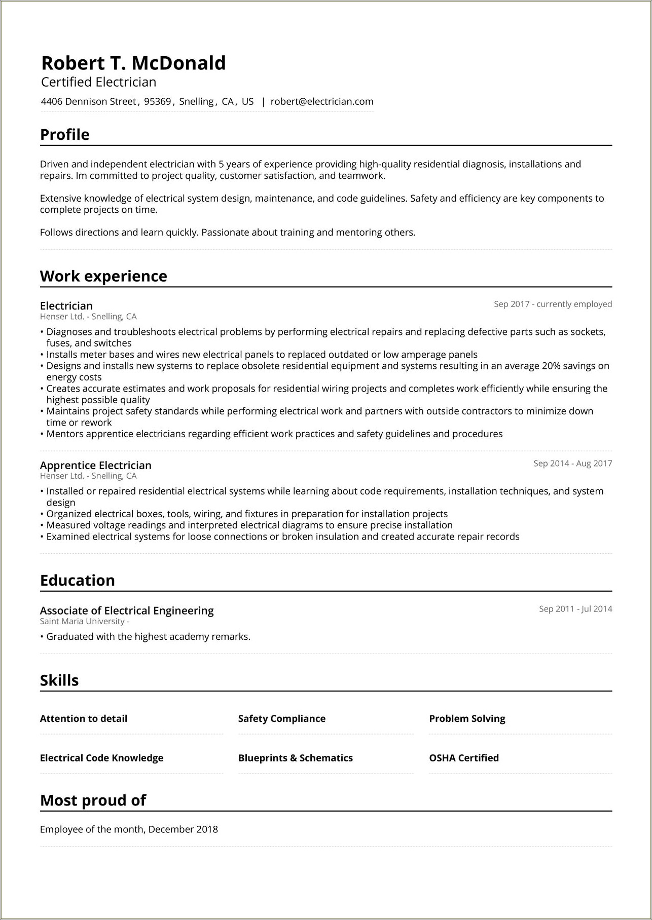 Resume Templates With Skill Meter Free Download