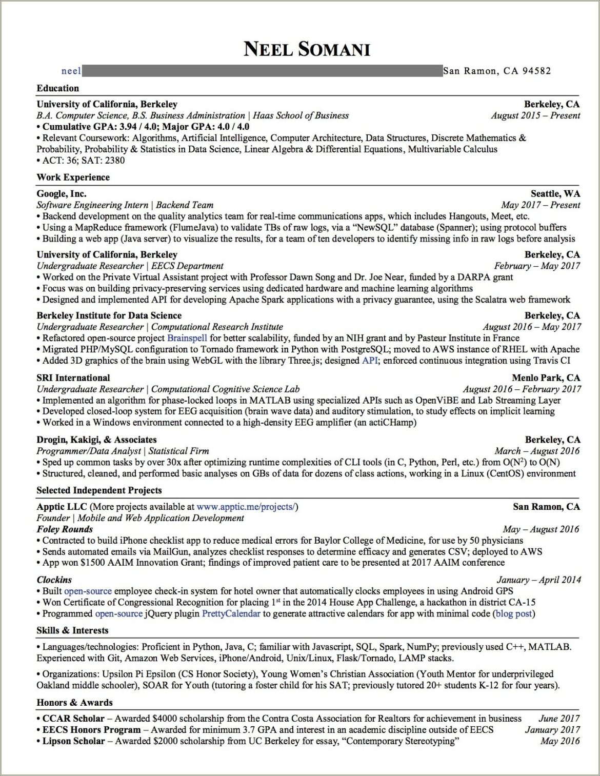 Resume That Got Me A Job At Google