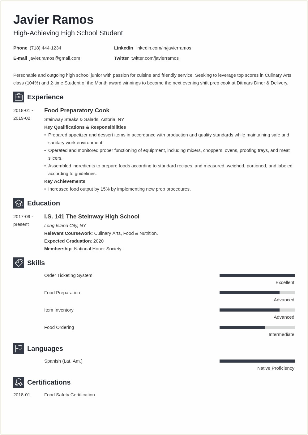 Resume That Highlights Courses Taken Template