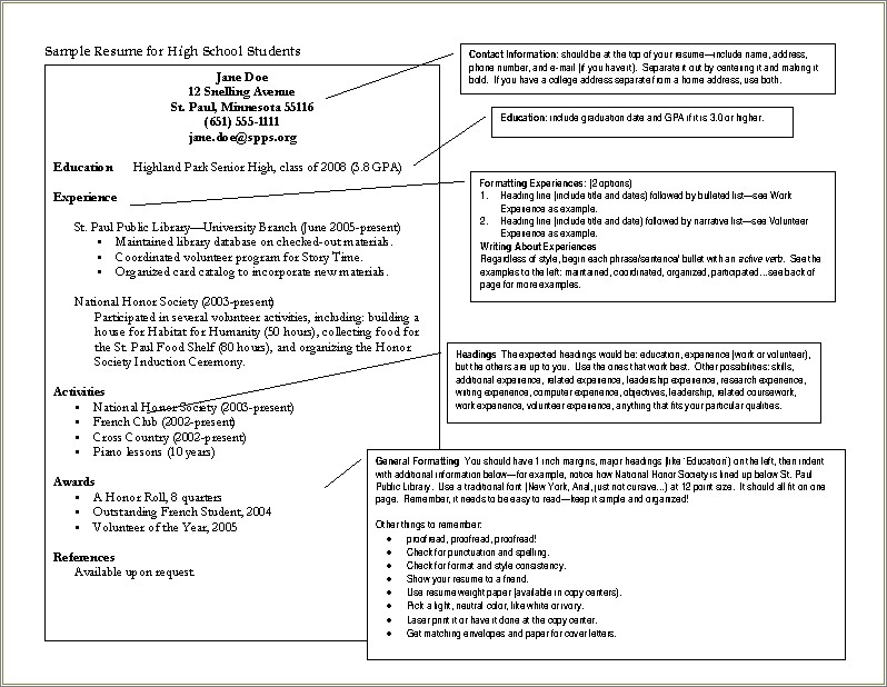 simple high school resume template
