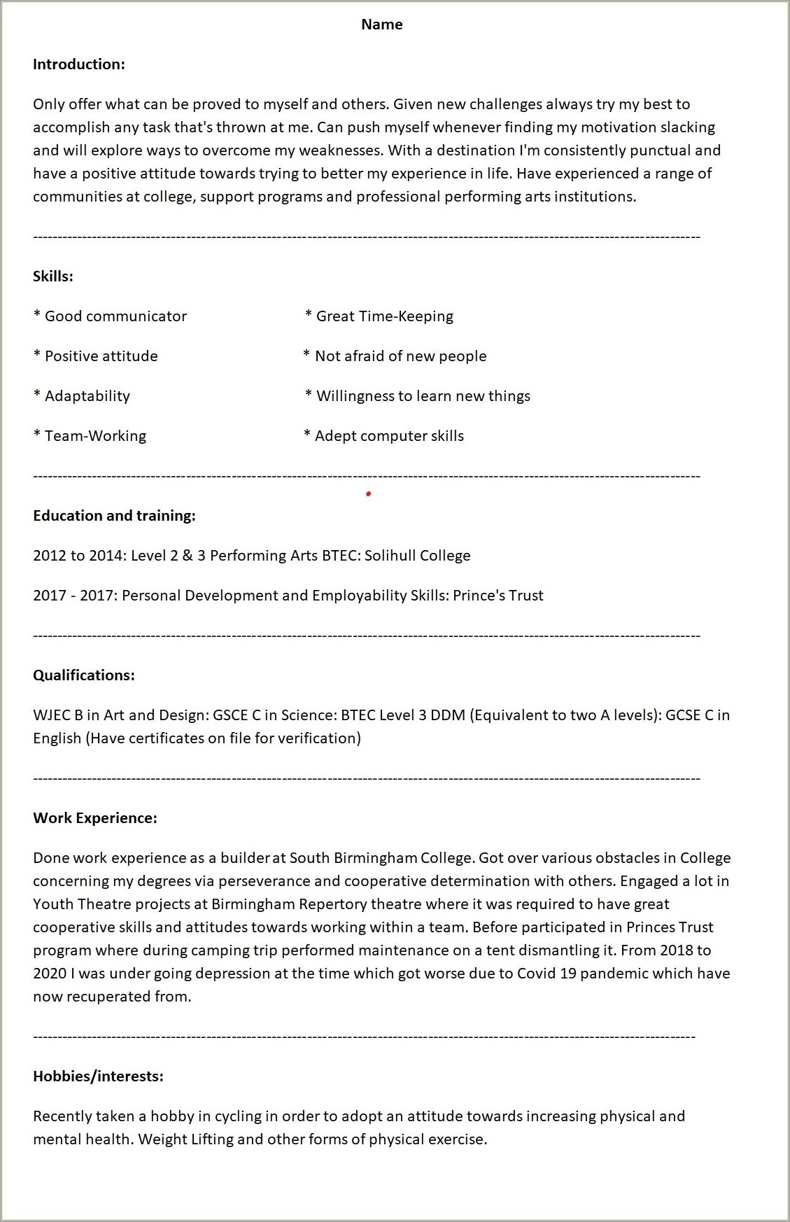 Resume Tips For People With Little Experience