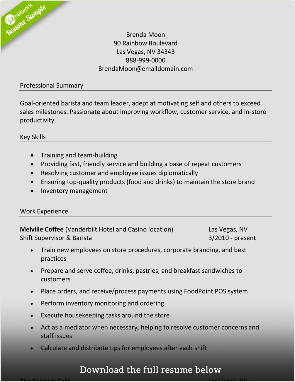 Resume Tips For Starbucks Store Manager