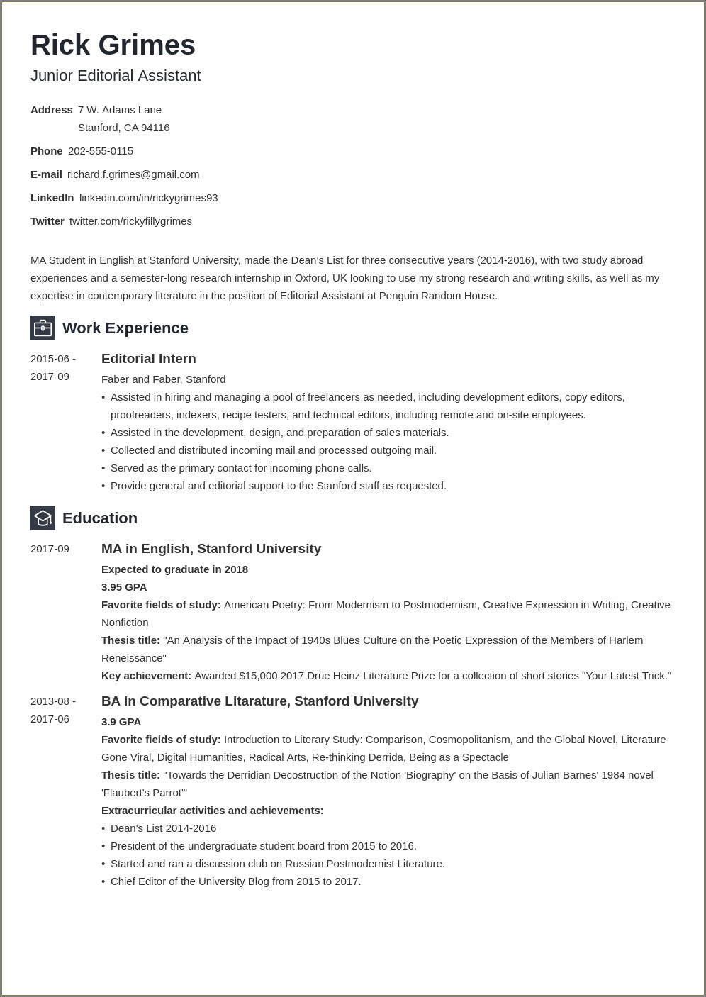Resume Title For 2 Years It Experience