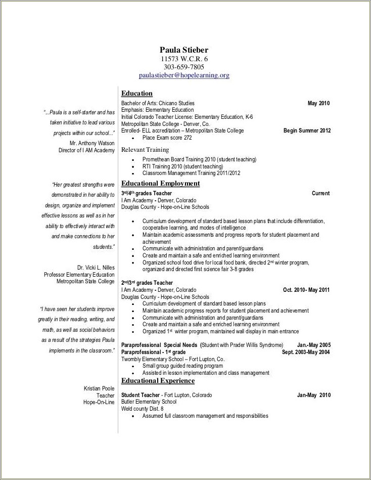Resume To Be A Para Objective