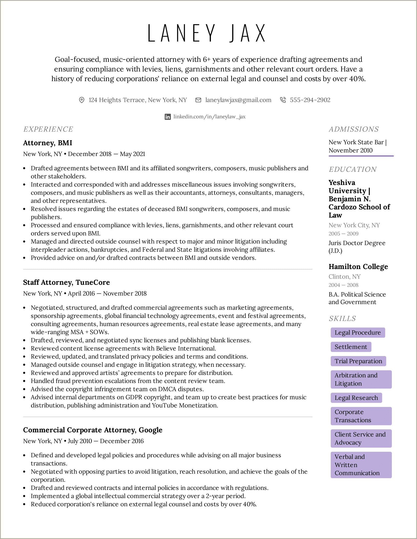 Resume To Get Job As State Attorney