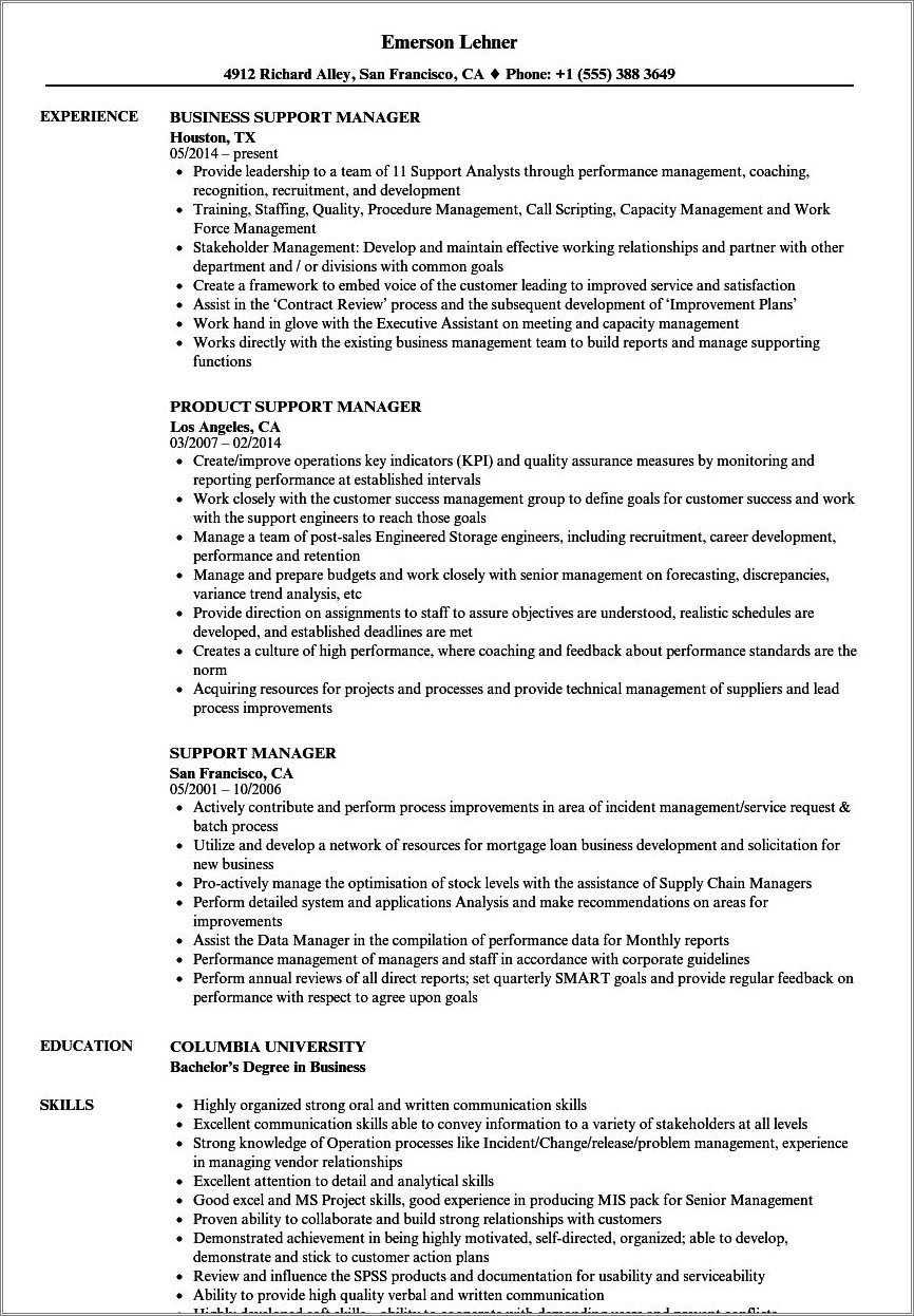 Resume To Promote From Server To Manager