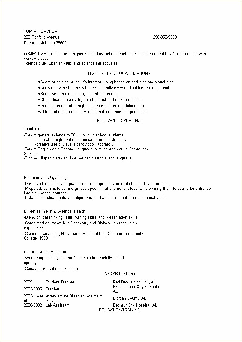 Resume Training For High School Students