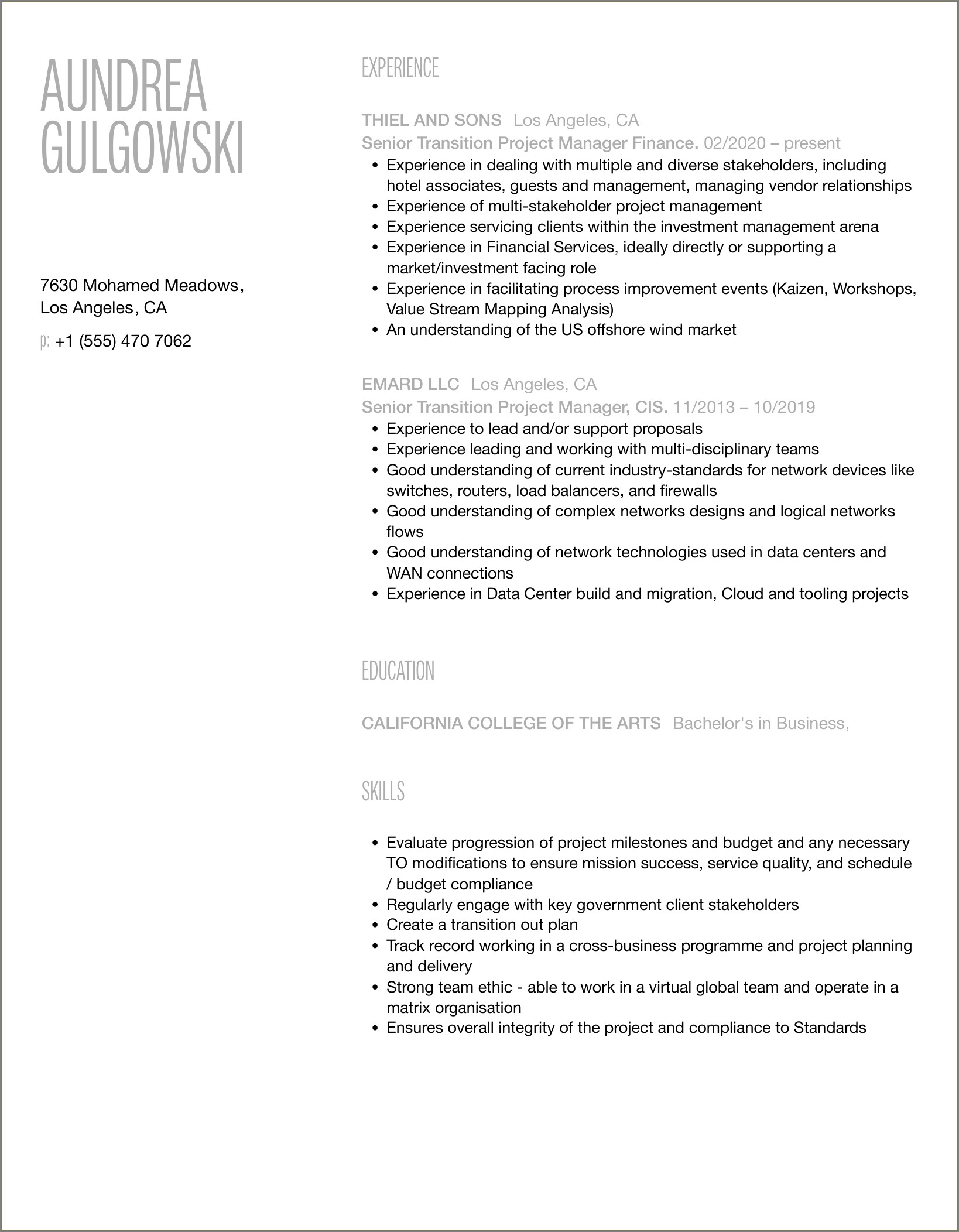 Resume Transition From Education To Office Manager