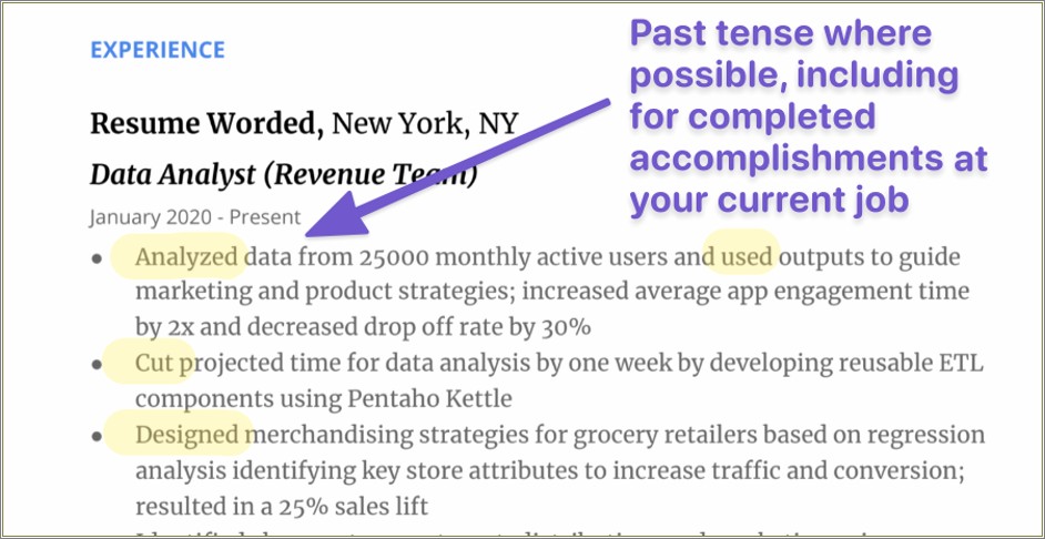 Resume Verb Tense For Past Jobs