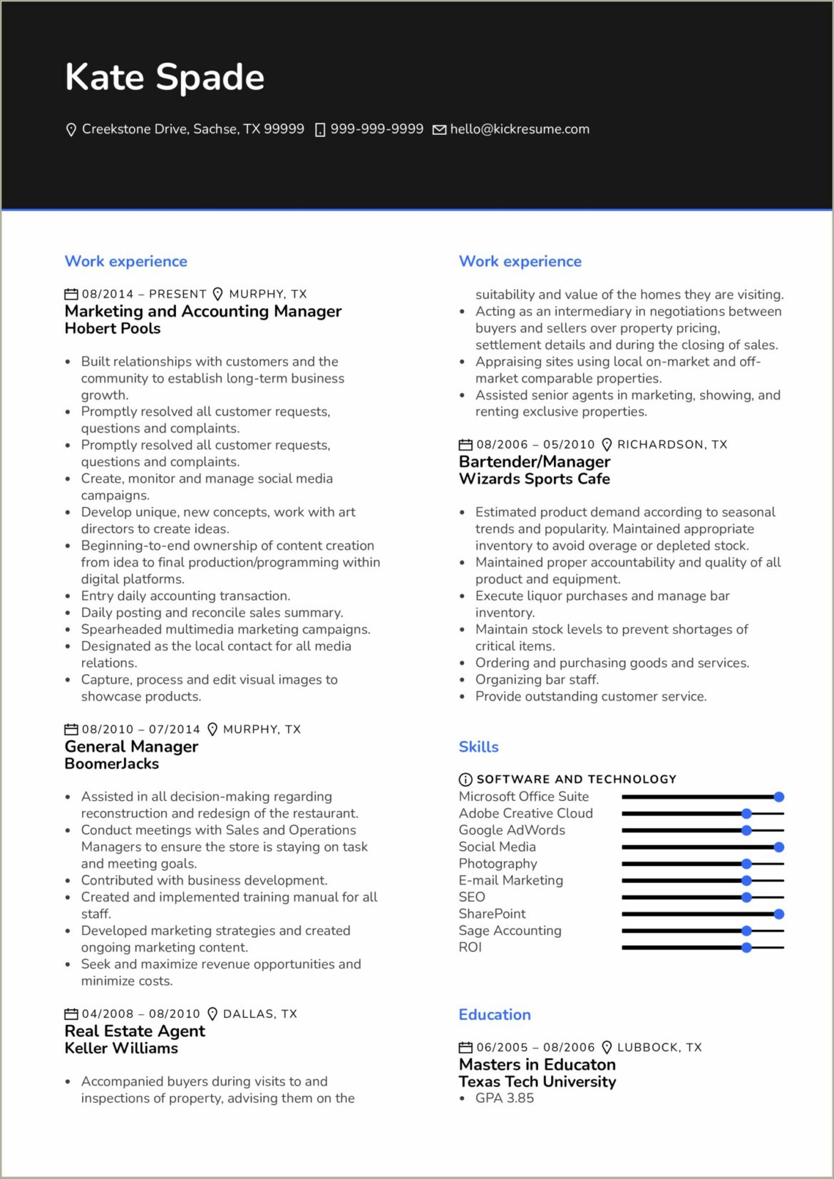 Resume Ways To Say Marketing Manager