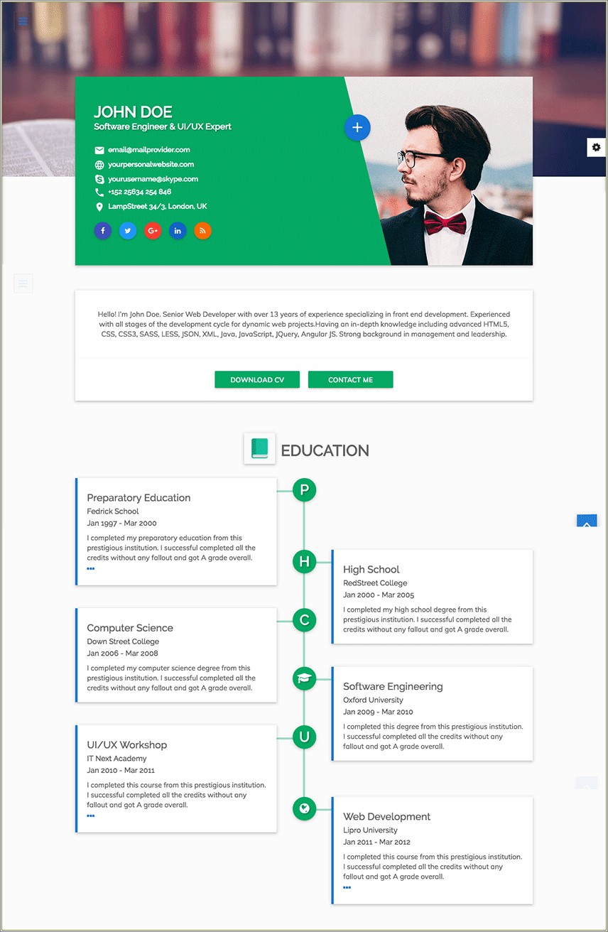 Resume Website Templates Free Download Html With Css
