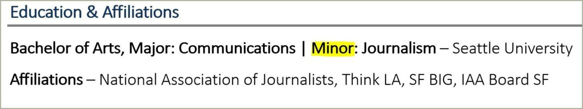 Resume Where To Put Major And Minrs