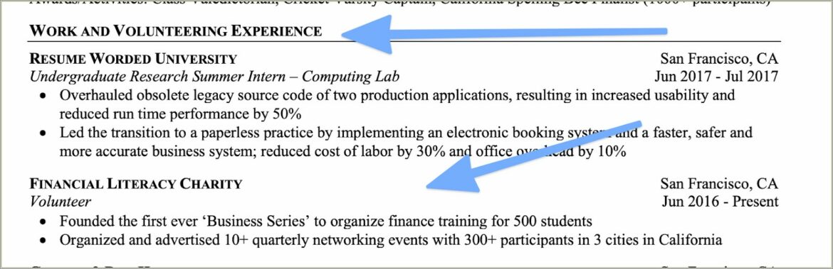 Resume Where To Put Volunteer Experience