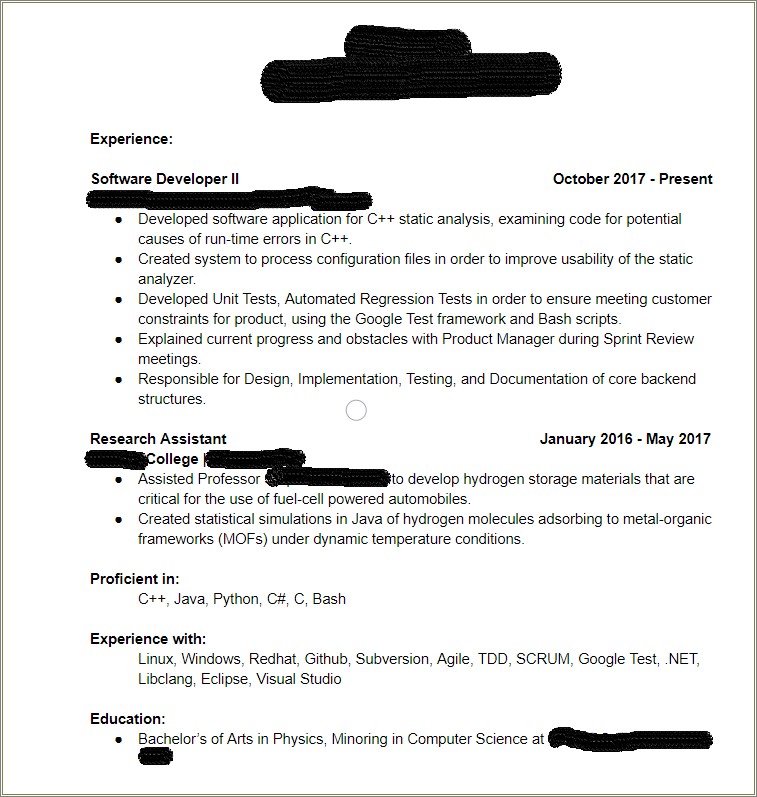 Resume Which Job Experiences Go First
