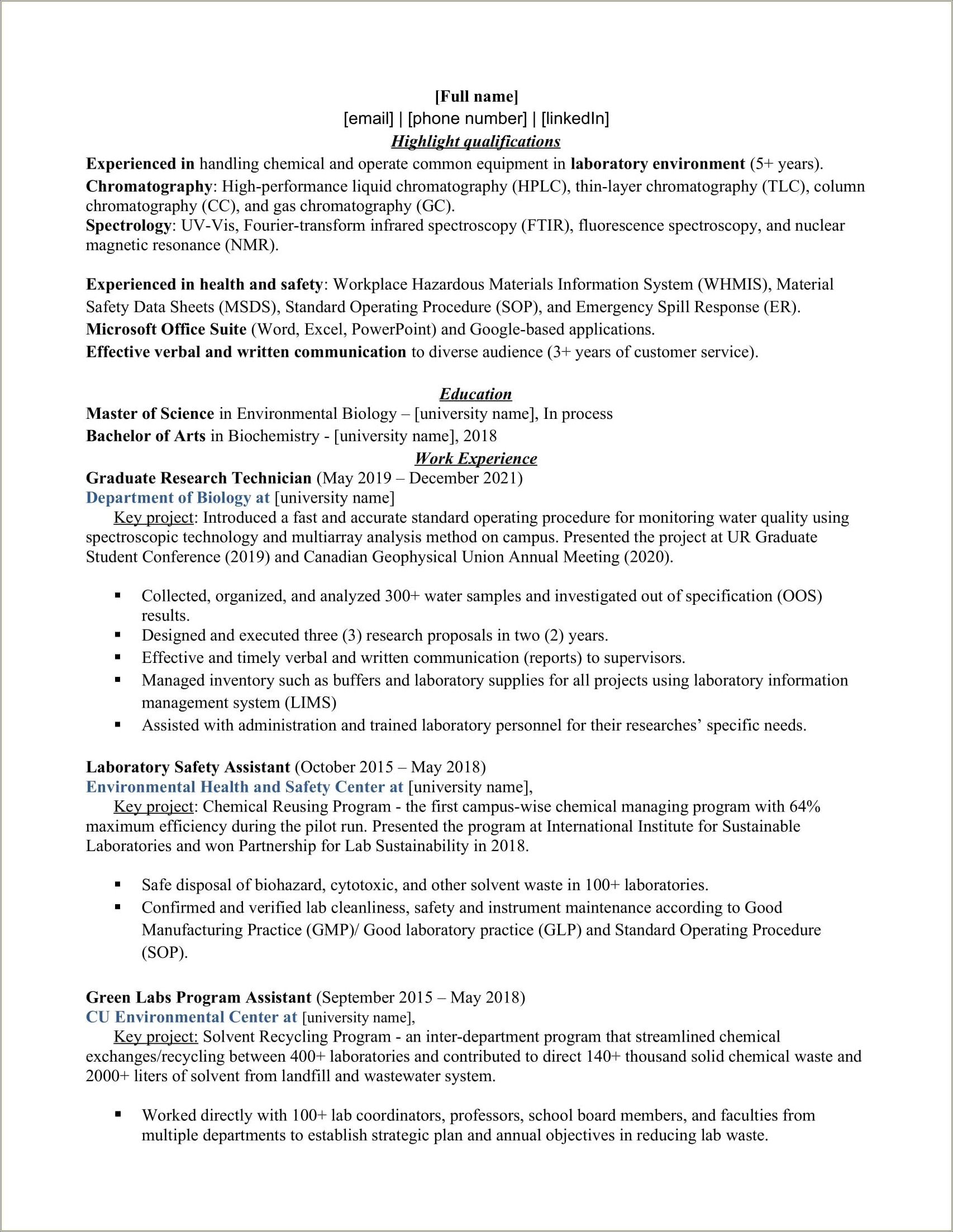 Resume With A Lot Of Work Experience