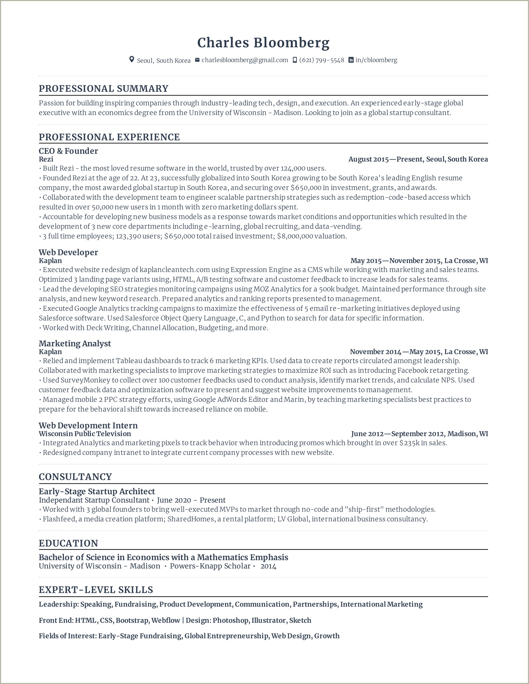 Resume With Degree In Business Sample