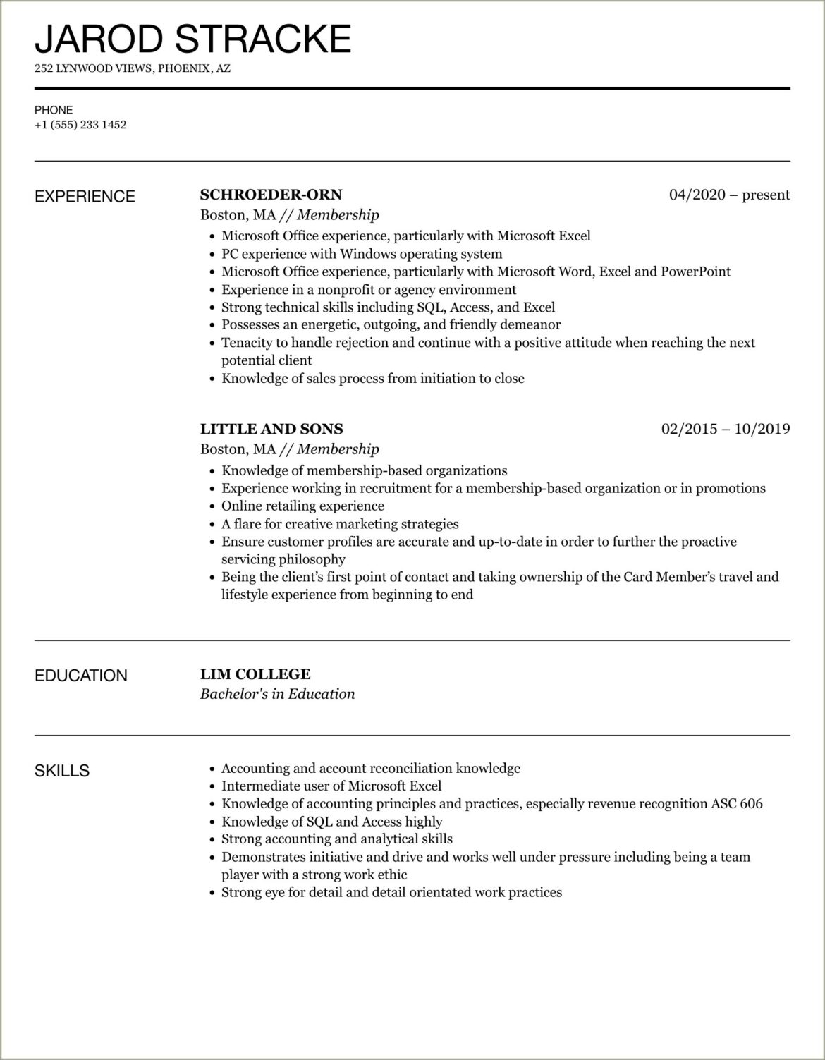 Resume With Detail Work On There