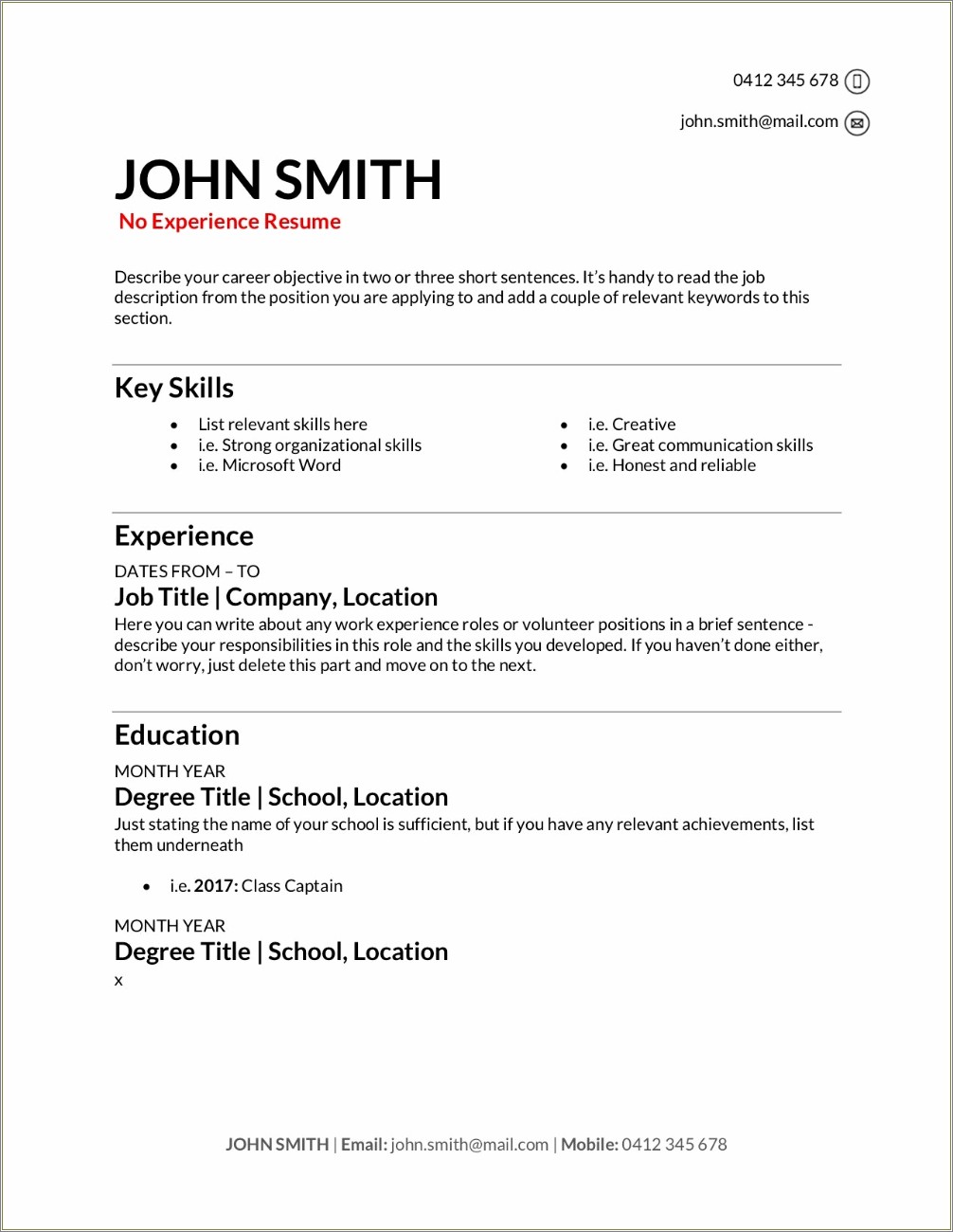 Resume With Experience But Little Education