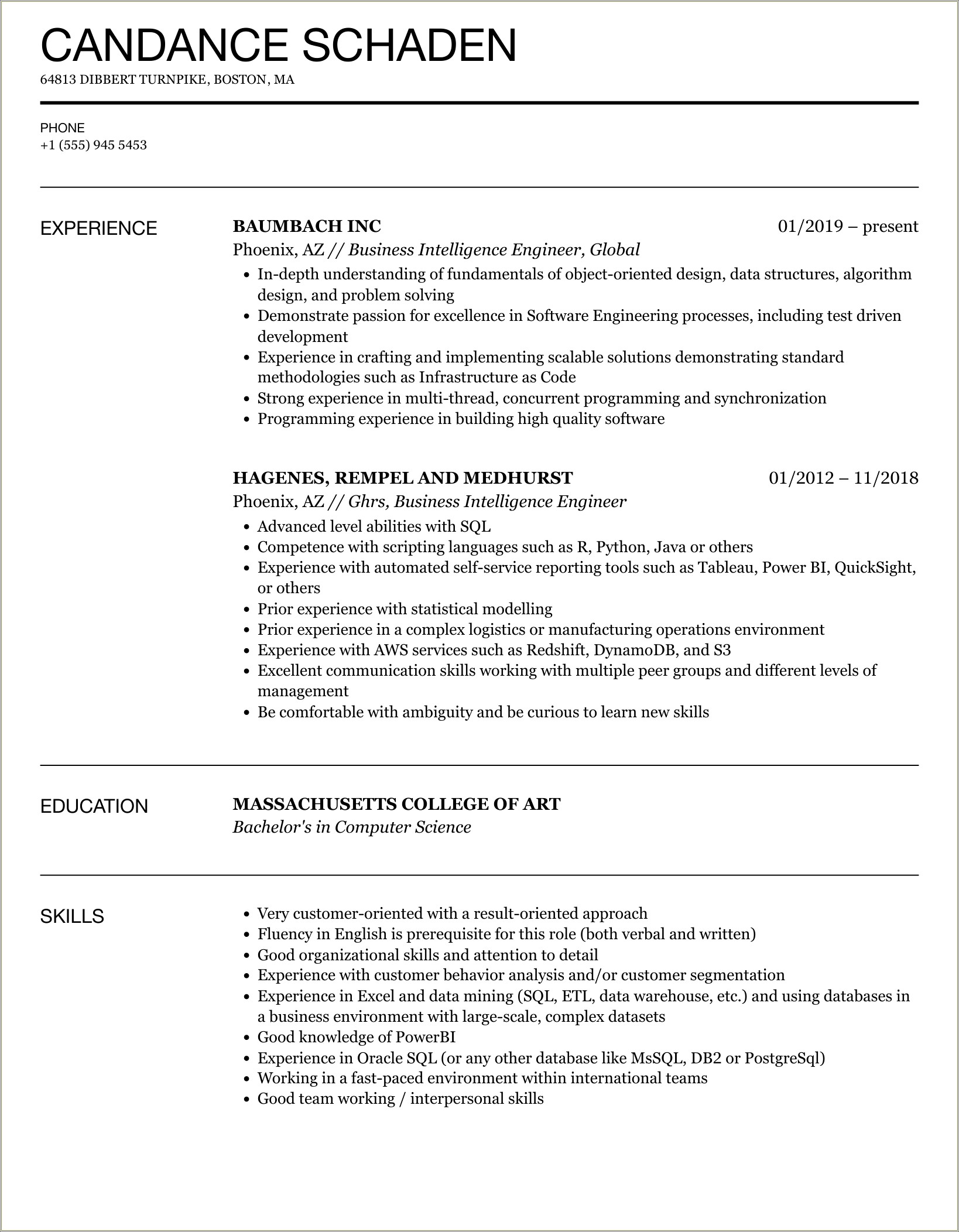 Resume With Multi Threading Synchronization Experience