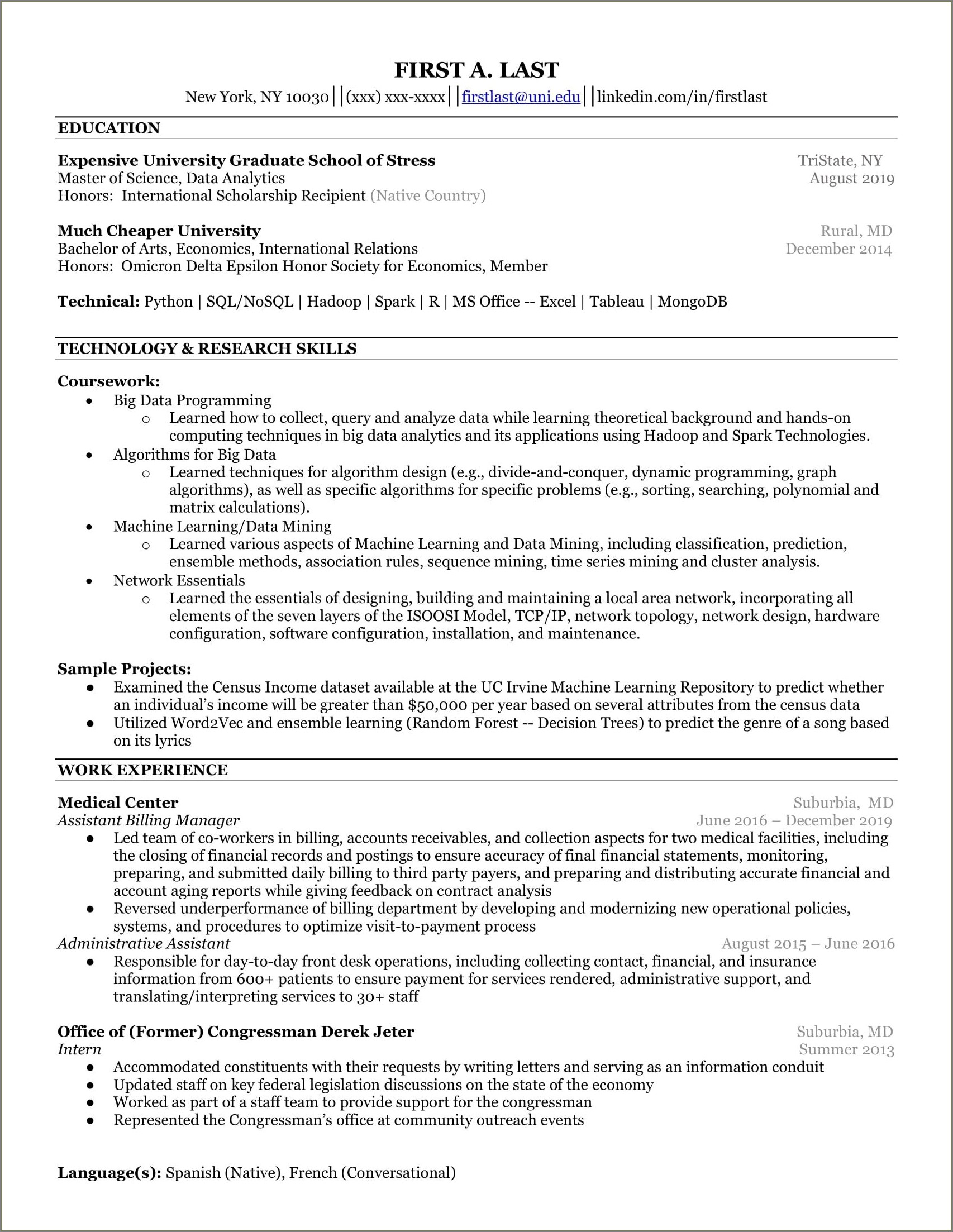 Resume With No Related Work Experience