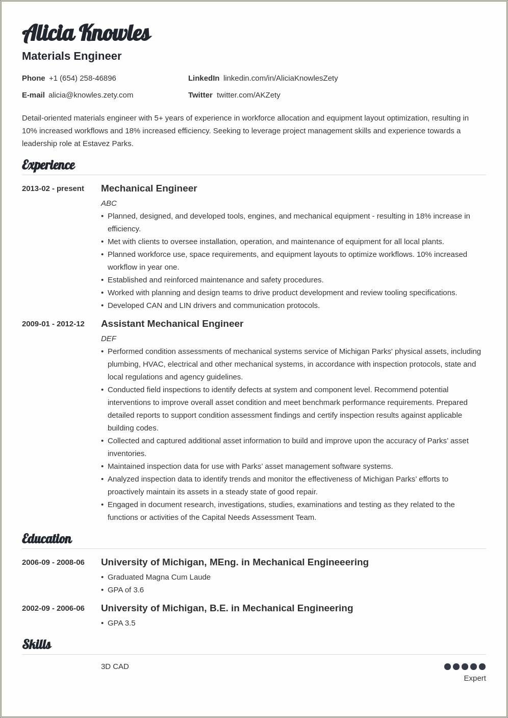 Resume With Only 1 Job Experience