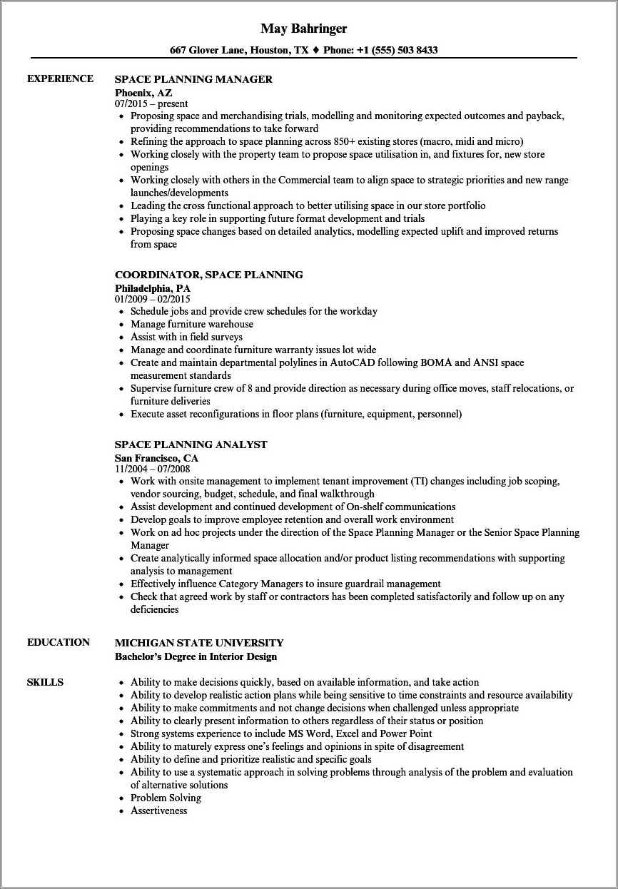 Resume With Space For A Lot Of Experience