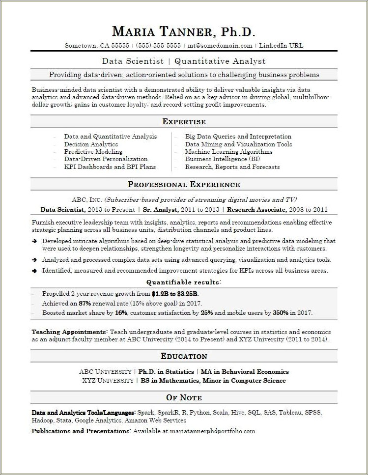 Resume With Tableau Skill 2 Years Experience