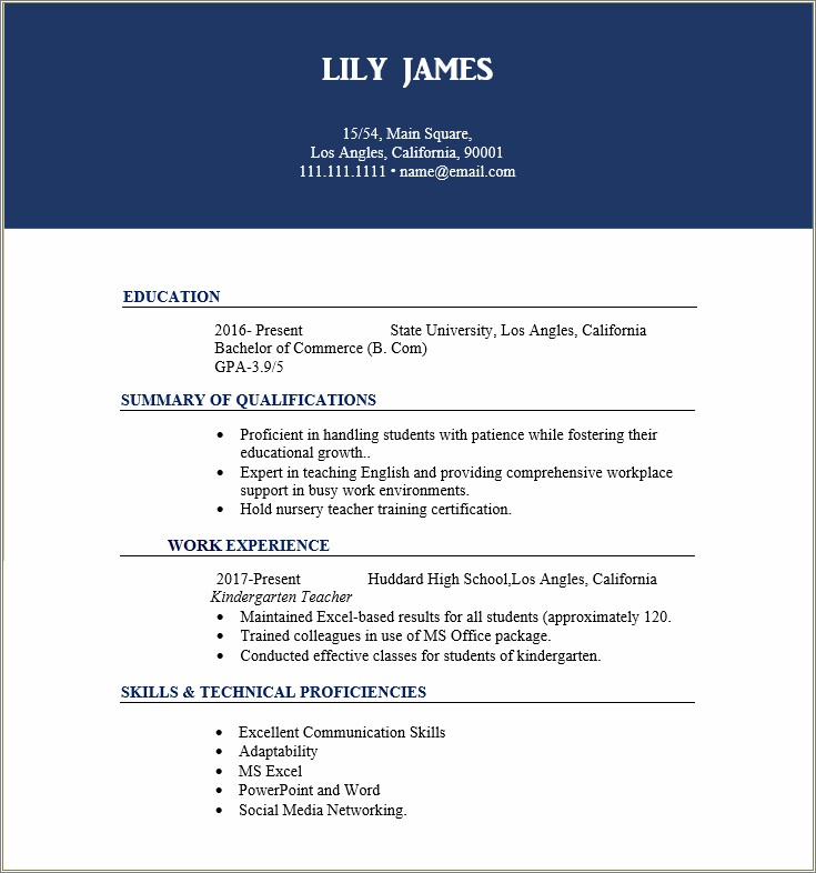 Resume Word For Trained Or Teach