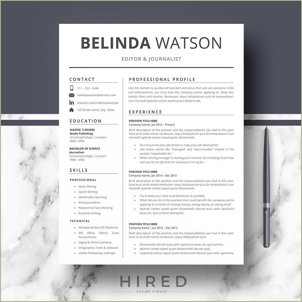 Resume Word Hired In Job Descriptions