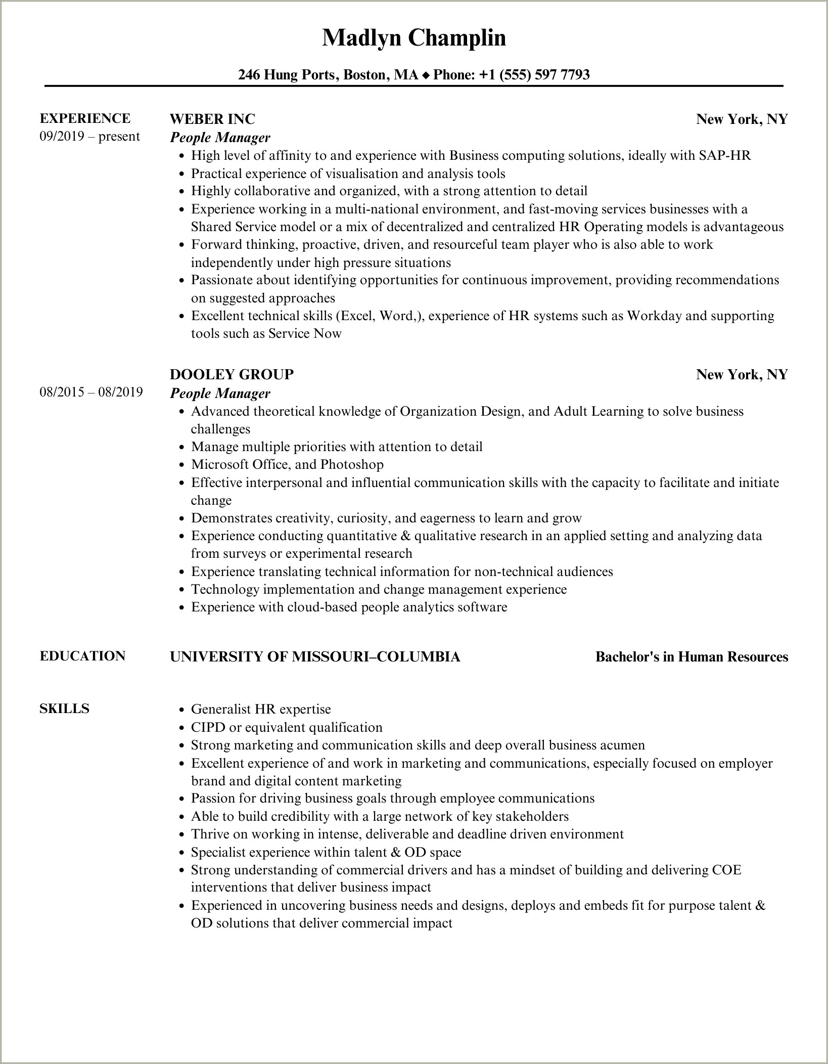 Resume Wording For Time Management Skills