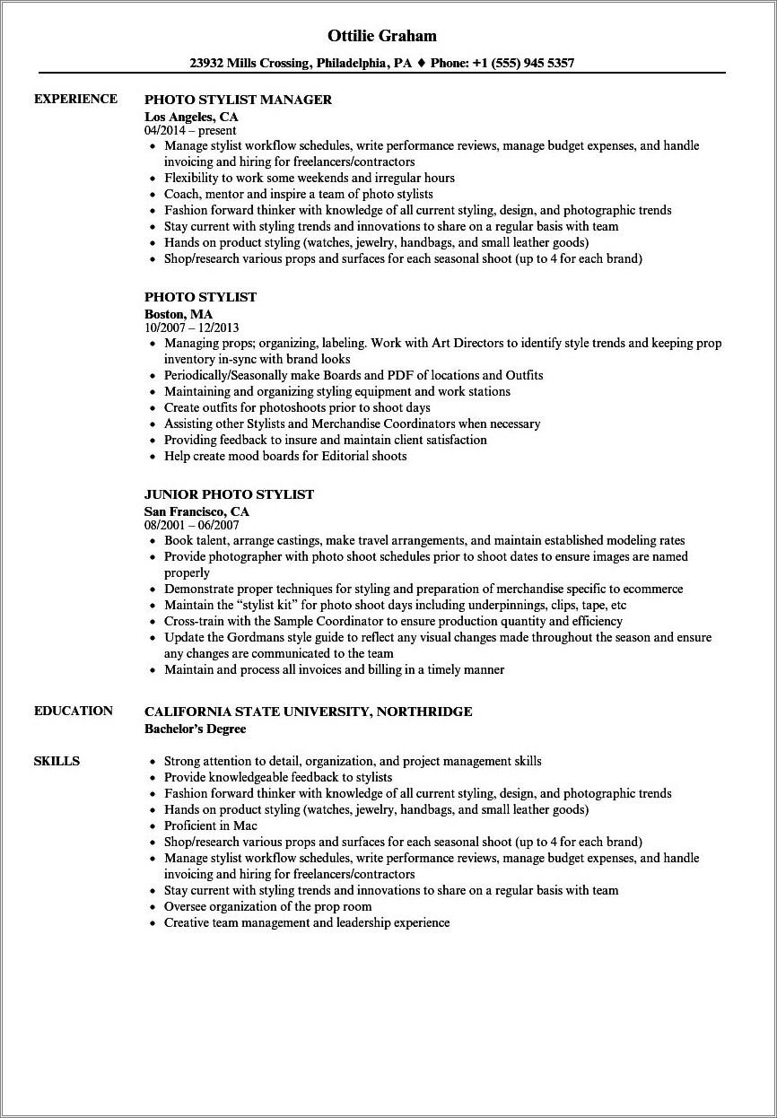 Resume Words To Use In Hair Stylist Resume