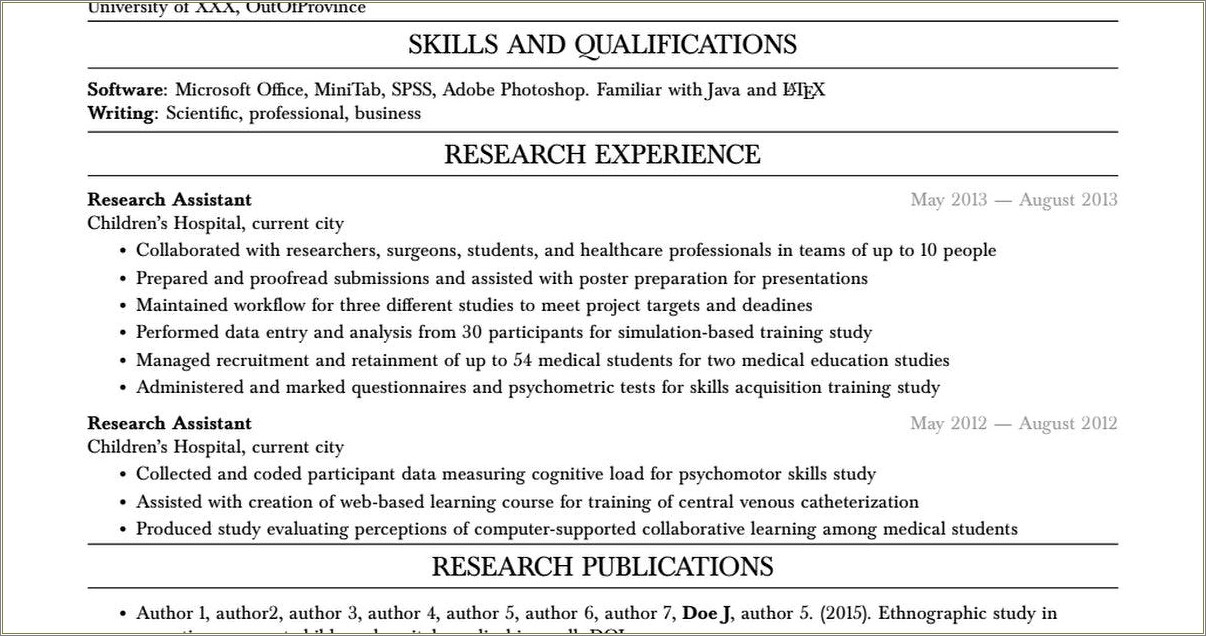 Resume Work Experience Biology Sample Phd Level