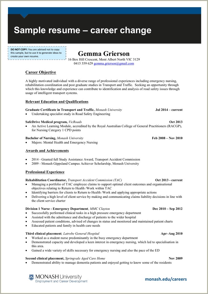 Resume Work Experience Emergency Department Nurse