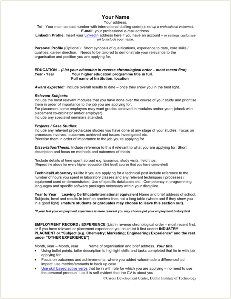 Resume Work Experience Or Relevant Experience Professional Heading