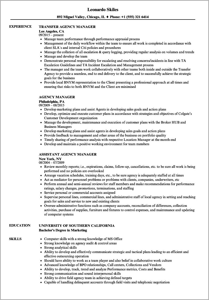 Resume Worked For Agency At Some Other Location