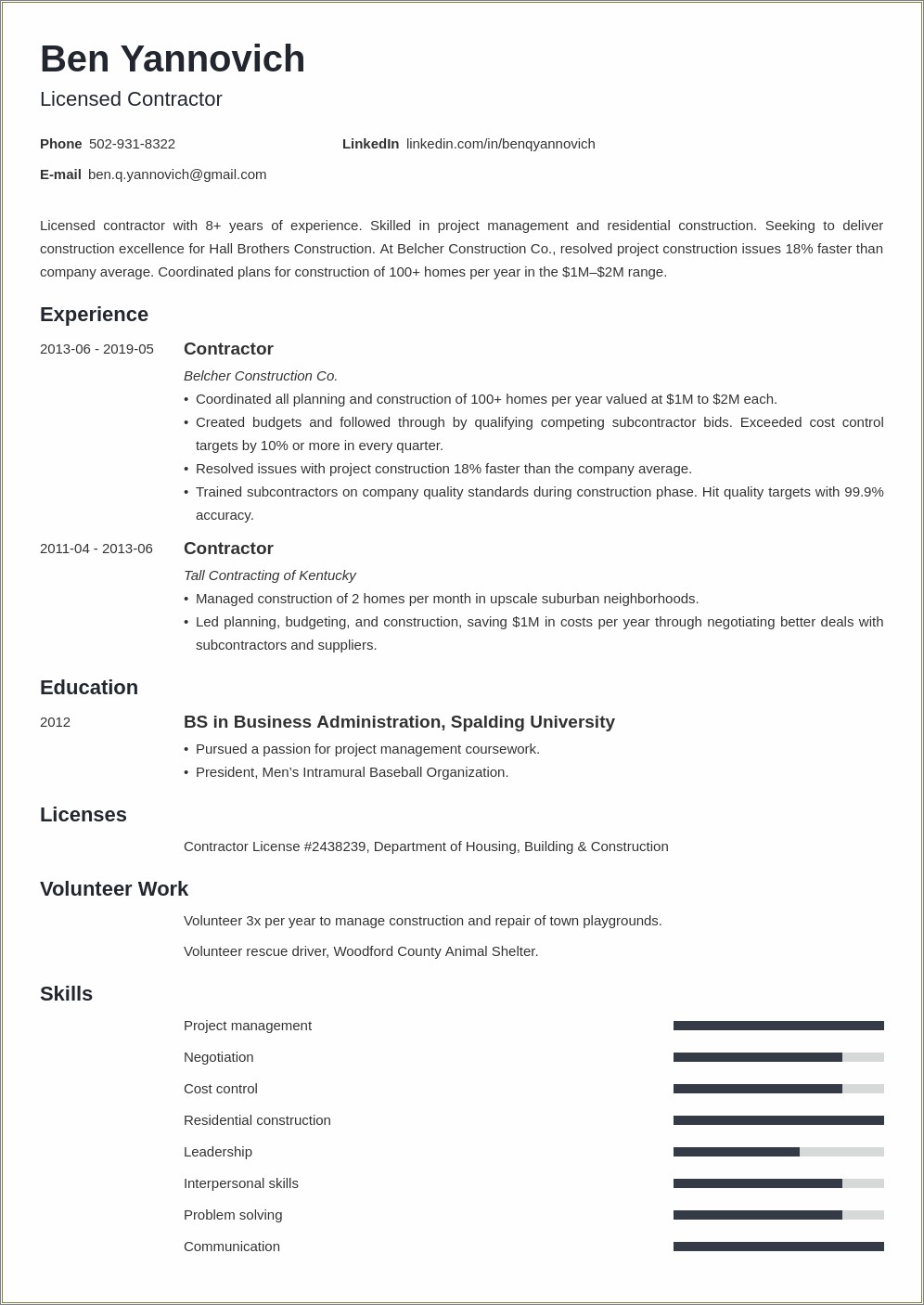 Resume Working As A Contractor Through Staffing Agency