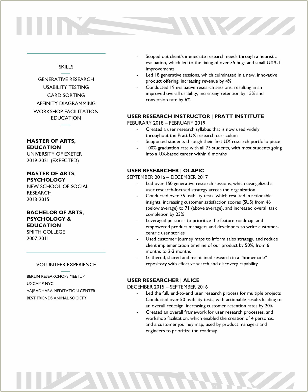 Resume Working With People In Psychology Research