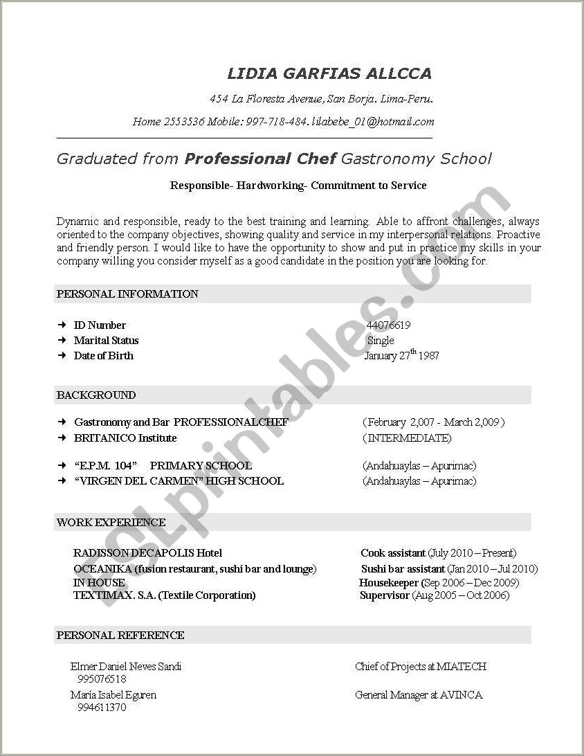 Resume Worksheets For Middle School Students