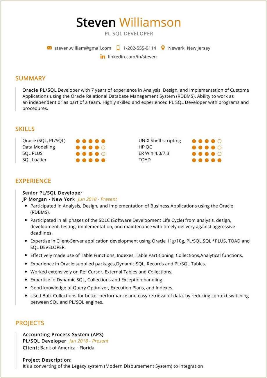 Resume Writing For 1 Year Experience